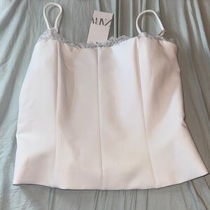 Zara White Corrset with Lace Detail